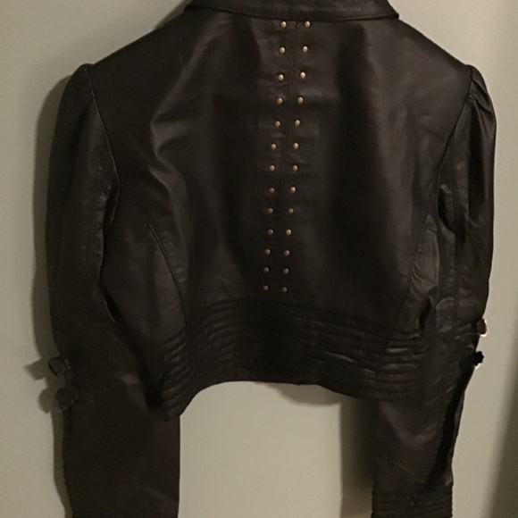 Genuine Leather Moto Cropped Jacket - Picture 3 of 5
